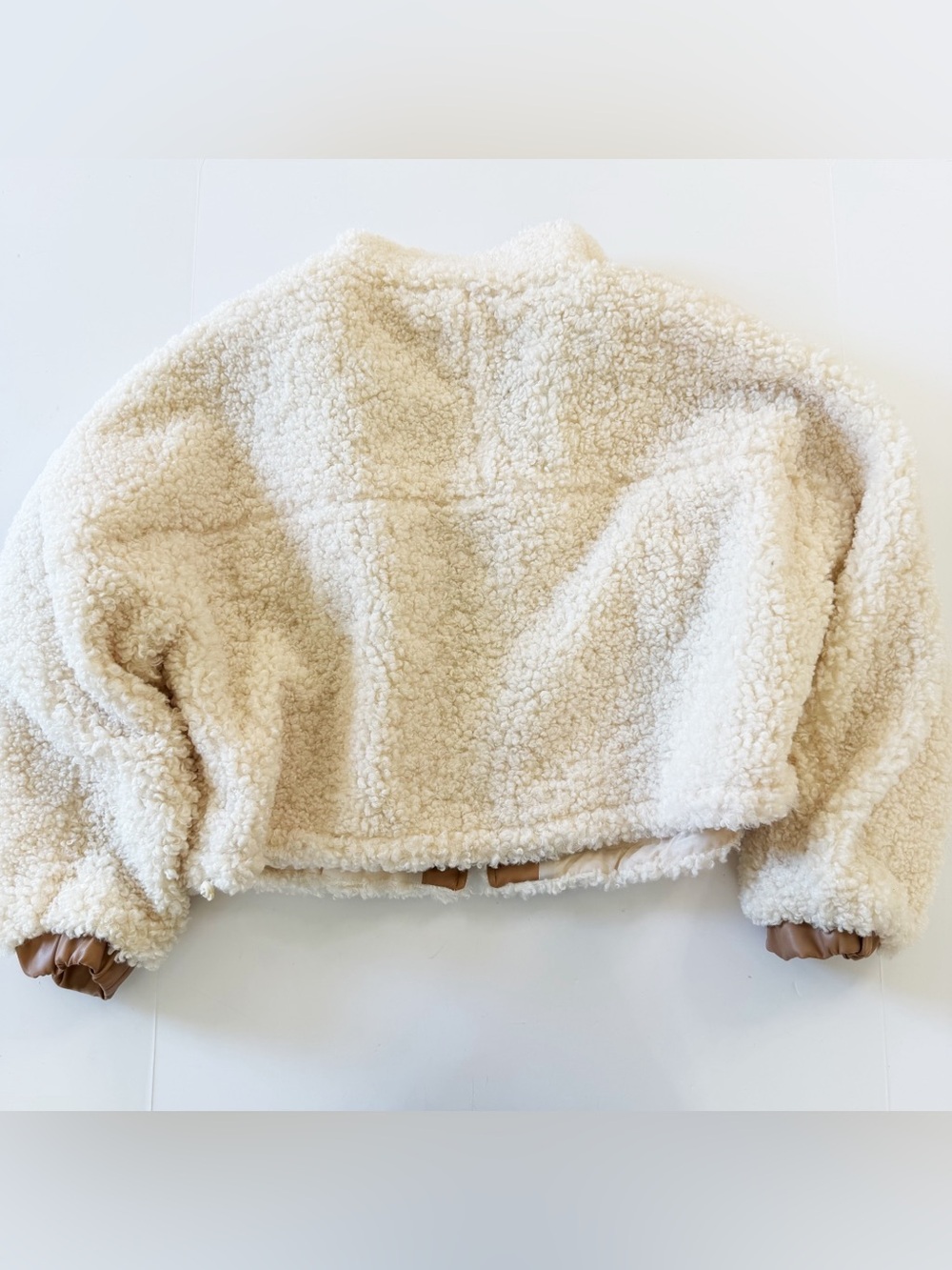 Evereve Blank NYC Sherpa Teddy Bear Jacket Full Zip Womens XL Ivory Tan - Picture 7 of 7